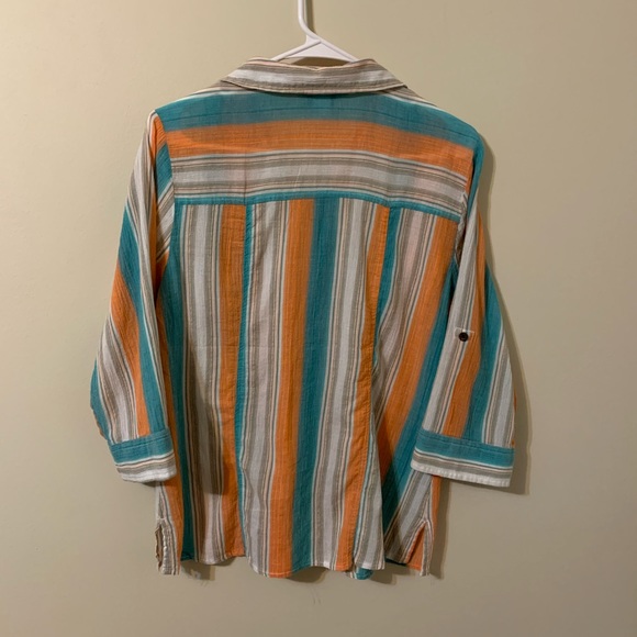 Christopher & Banks Stripped Adjustable Sleeves Top size Medium - Picture 3 of 16